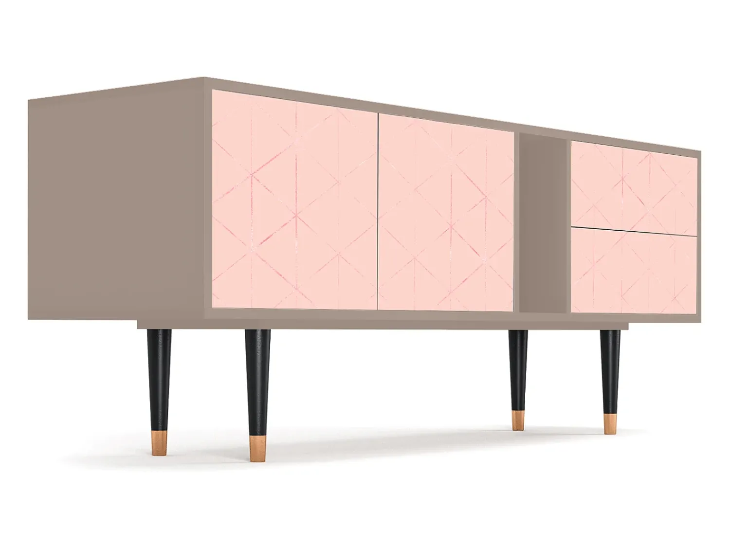 New Mueble de TV - 170х69х48 cm - T1 - Rose Quartz, Latte Bege