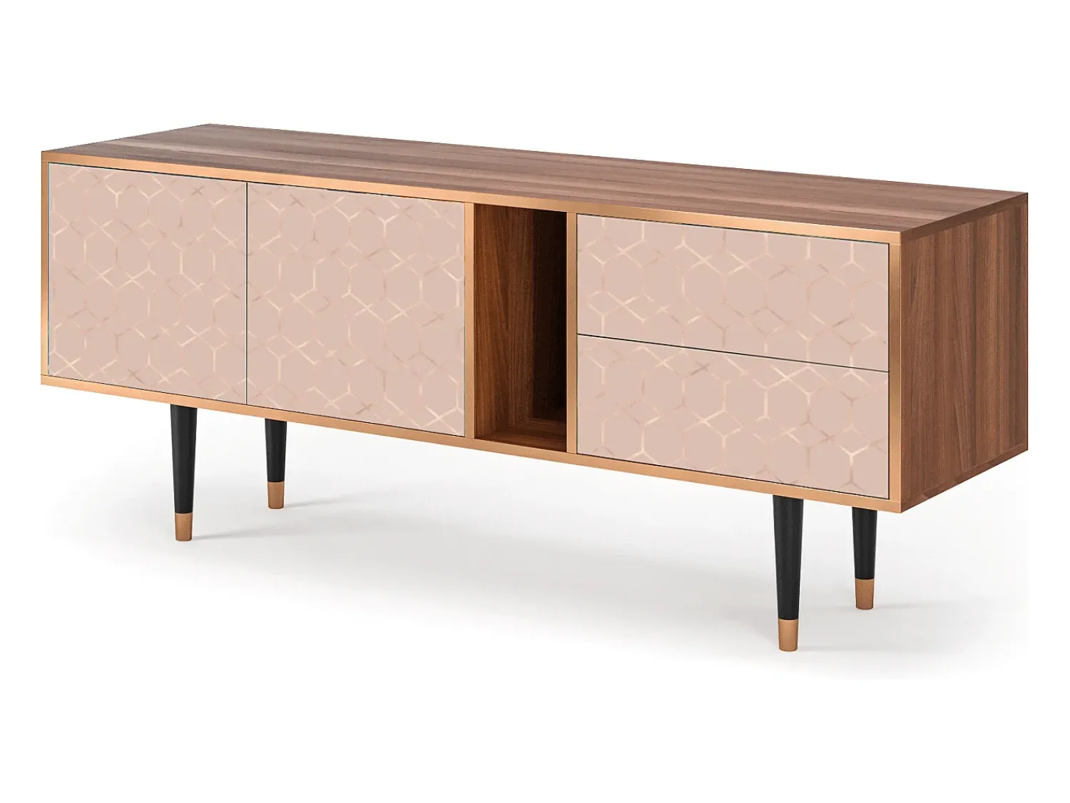 Mueble de TV - 170х69х48 cm - T1 - Rose Honeycomb, Nogueira Castanho