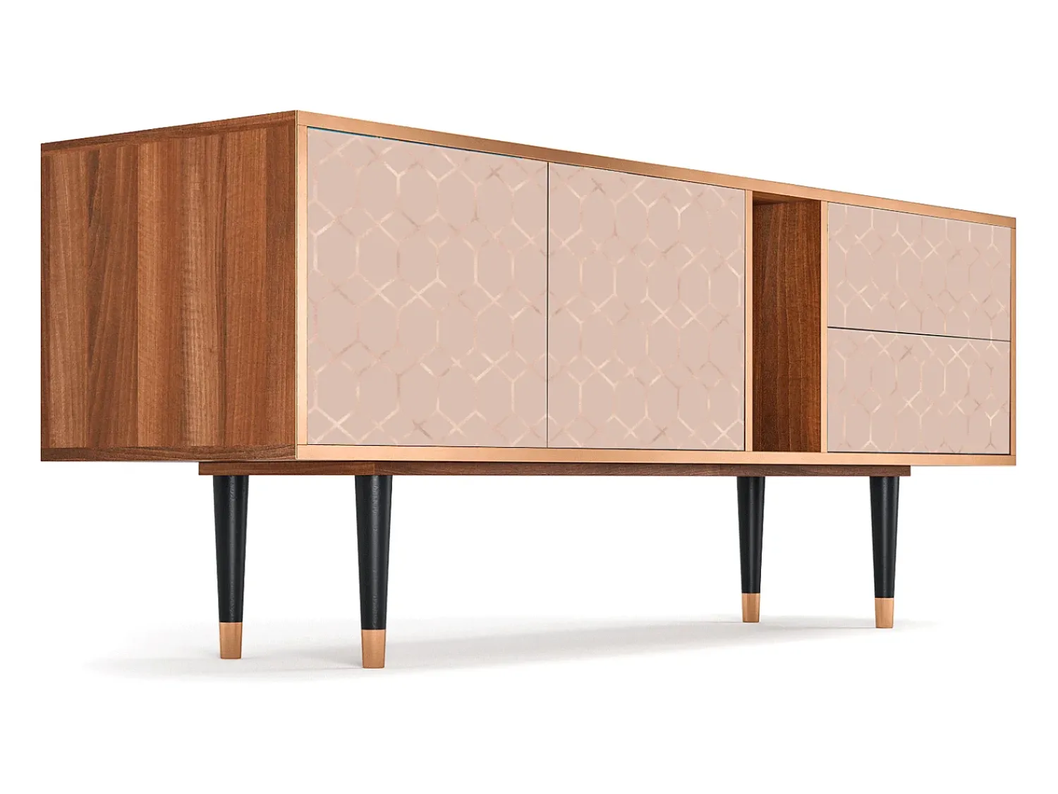 Mueble de TV - 170х69х48 cm - T1 - Rose Honeycomb, Nogueira Castanho