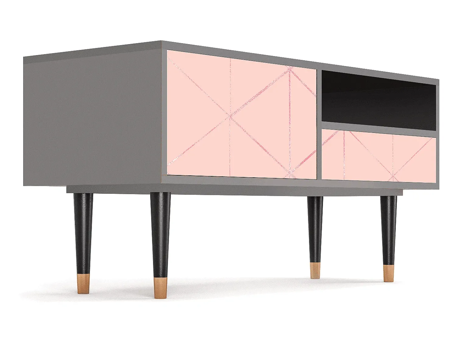 Discount Mueble de TV - 115х59х48 cm - T3 - Rose Quartz, Cinza Cinzento