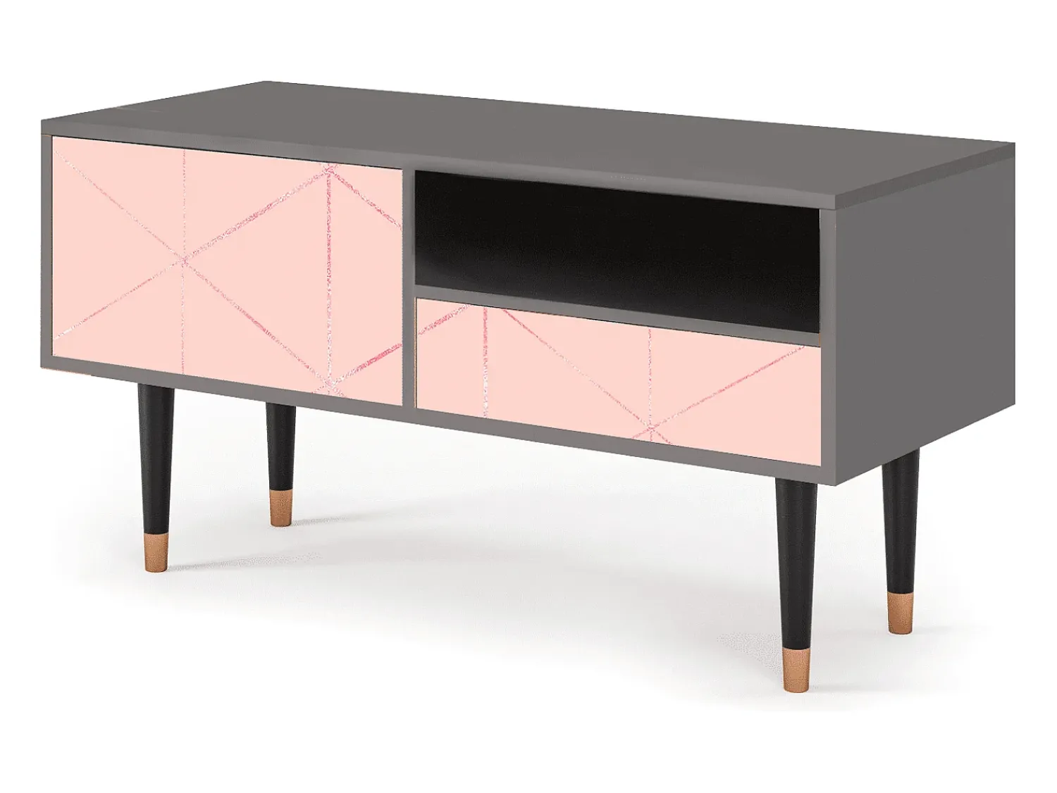 Discount Mueble de TV - 115х59х48 cm - T3 - Rose Quartz, Cinza Cinzento