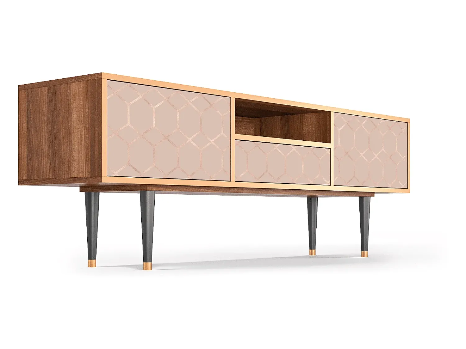 Móvel De Tv| Mueble de TV - 170х59х41 cm - T6 - Rose Honeycomb, Nogueira Castanho