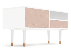 Móvel De Tv| Mueble de TV - 115х59х48 cm - T3 - Rose Honeycomb, Branco Bege