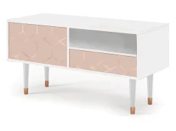 Móvel De Tv| Mueble de TV - 115х59х48 cm - T3 - Rose Honeycomb, Branco Bege