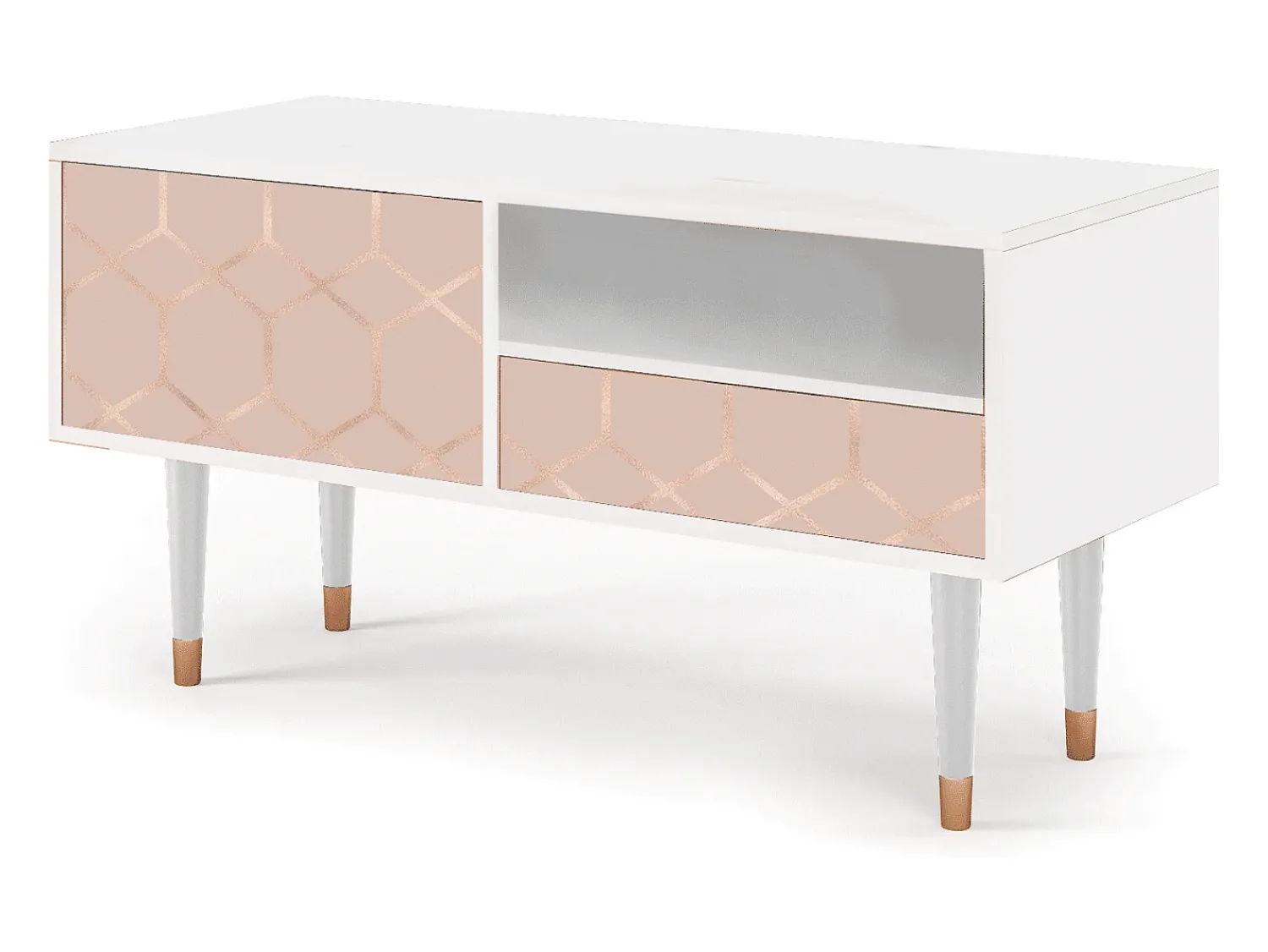 Móvel De Tv| Mueble de TV - 115х59х48 cm - T3 - Rose Honeycomb, Branco Bege