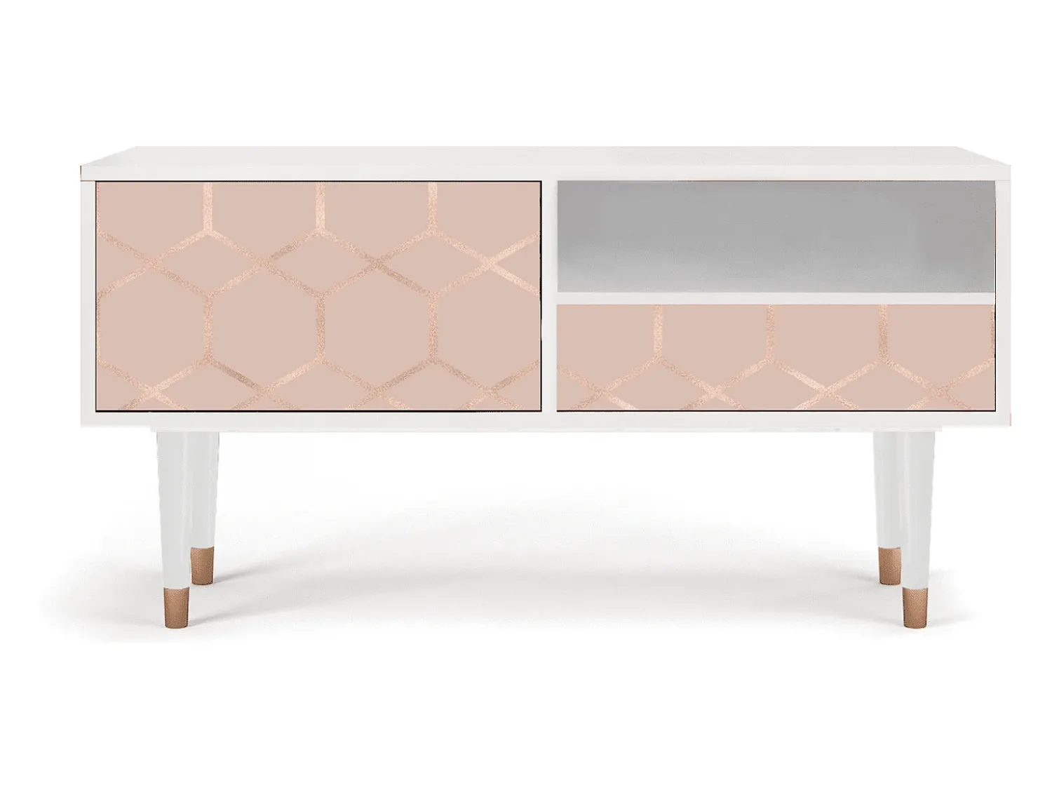 Móvel De Tv| Mueble de TV - 115х59х48 cm - T3 - Rose Honeycomb, Branco Bege