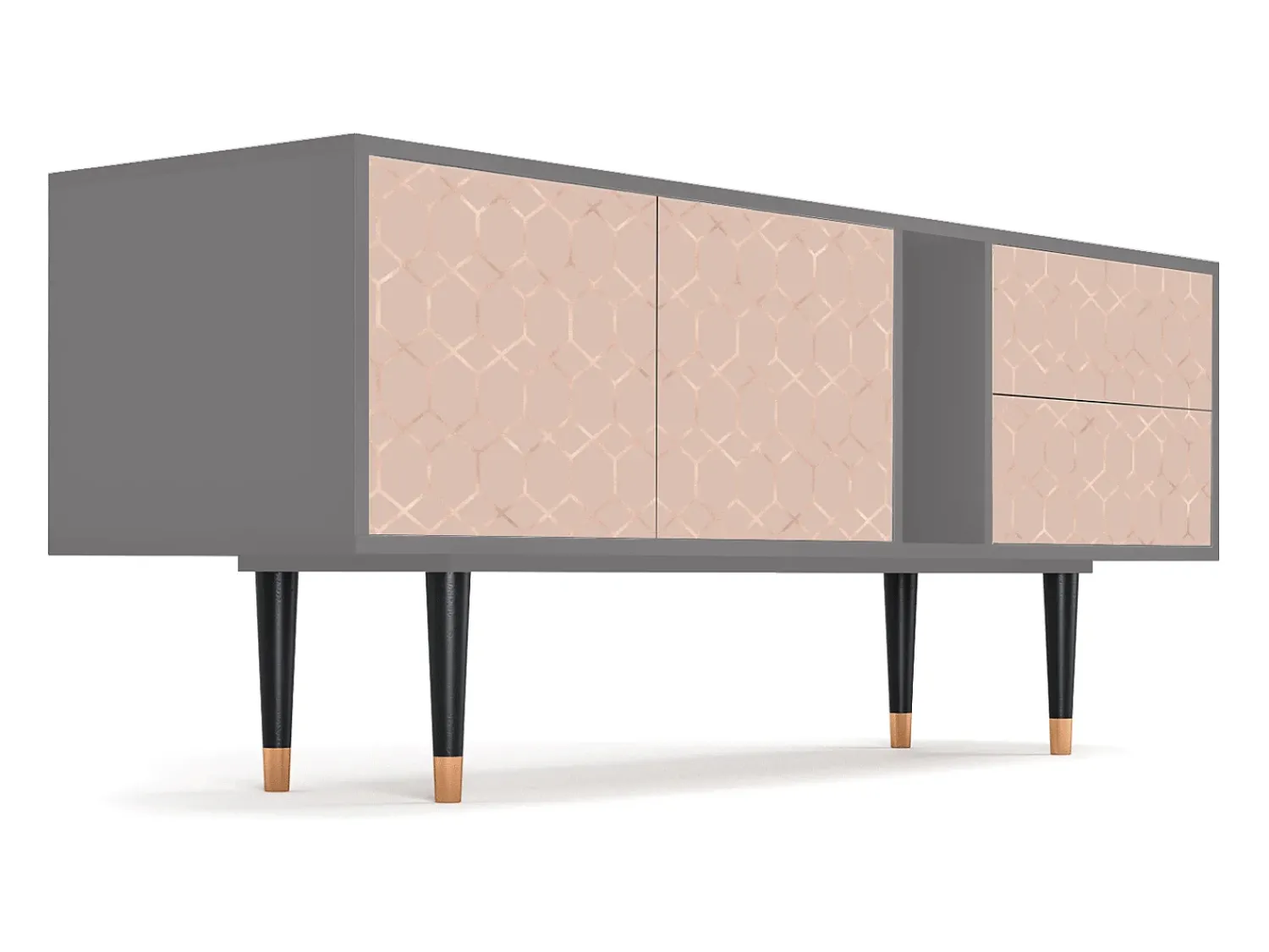Mueble de TV - 170х69х48 cm - T1 - Rose Honeycomb, Cinza^ Móvel De Tv
