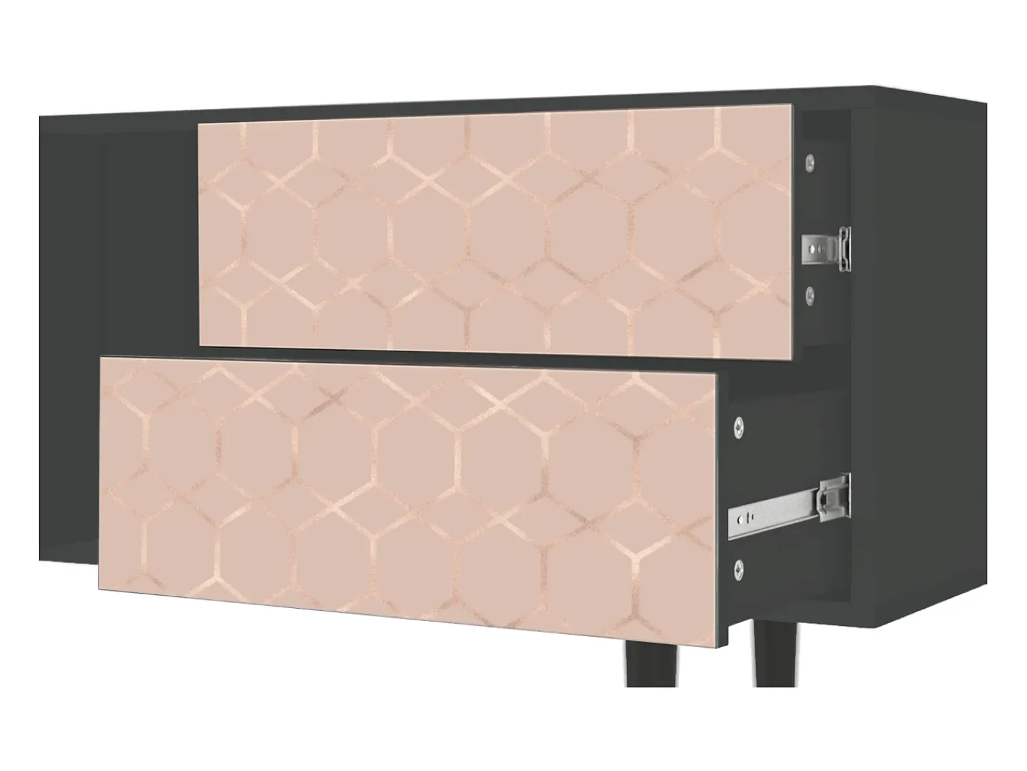 Móvel De Tv| Mueble de TV - 170х69х48 cm - T1 - Rose Honeycomb, Antracite Cinza antracite