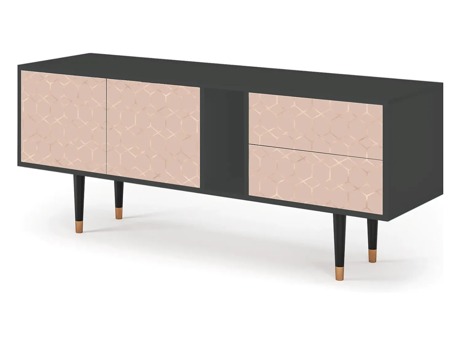 Móvel De Tv| Mueble de TV - 170х69х48 cm - T1 - Rose Honeycomb, Antracite Cinza antracite