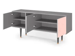 Móvel De Tv| Mueble de TV - 150х69х41 cm - T5 - Rose Quartz, Cinza Cinzento