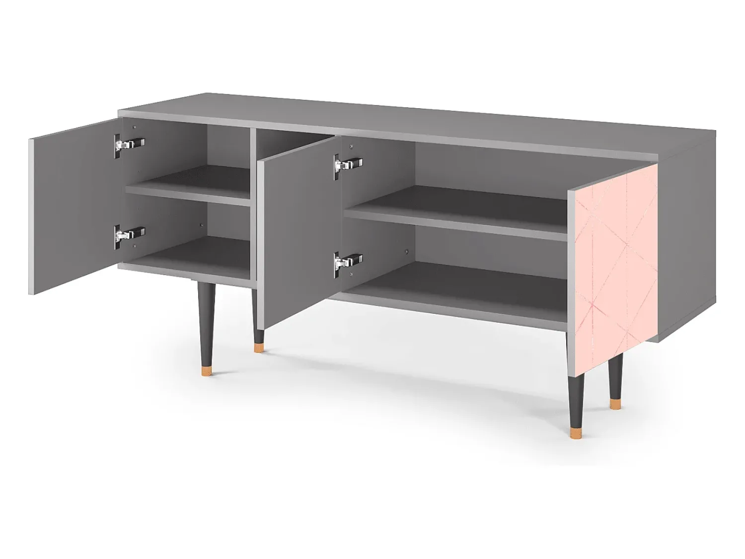 Móvel De Tv| Mueble de TV - 150х69х41 cm - T5 - Rose Quartz, Cinza Cinzento