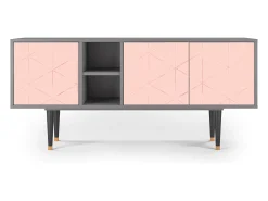 Móvel De Tv| Mueble de TV - 150х69х41 cm - T5 - Rose Quartz, Cinza Cinzento