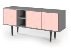 Móvel De Tv| Mueble de TV - 150х69х41 cm - T5 - Rose Quartz, Cinza Cinzento