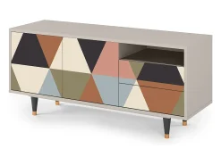 Móvel De Tv* Mueble de TV - 125х56х41 cm - T7 - Royal Triangles, Areia Bege