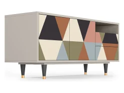 Móvel De Tv* Mueble de TV - 125х56х41 cm - T7 - Royal Triangles, Areia Bege