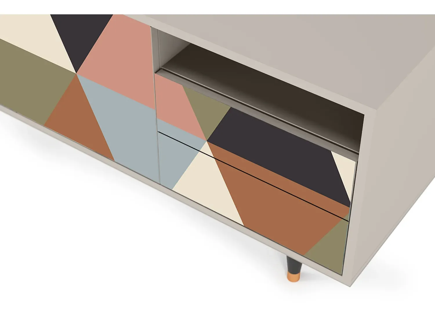 Móvel De Tv* Mueble de TV - 125х56х41 cm - T7 - Royal Triangles, Areia Bege