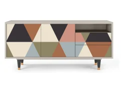 Móvel De Tv* Mueble de TV - 125х56х41 cm - T7 - Royal Triangles, Areia Bege