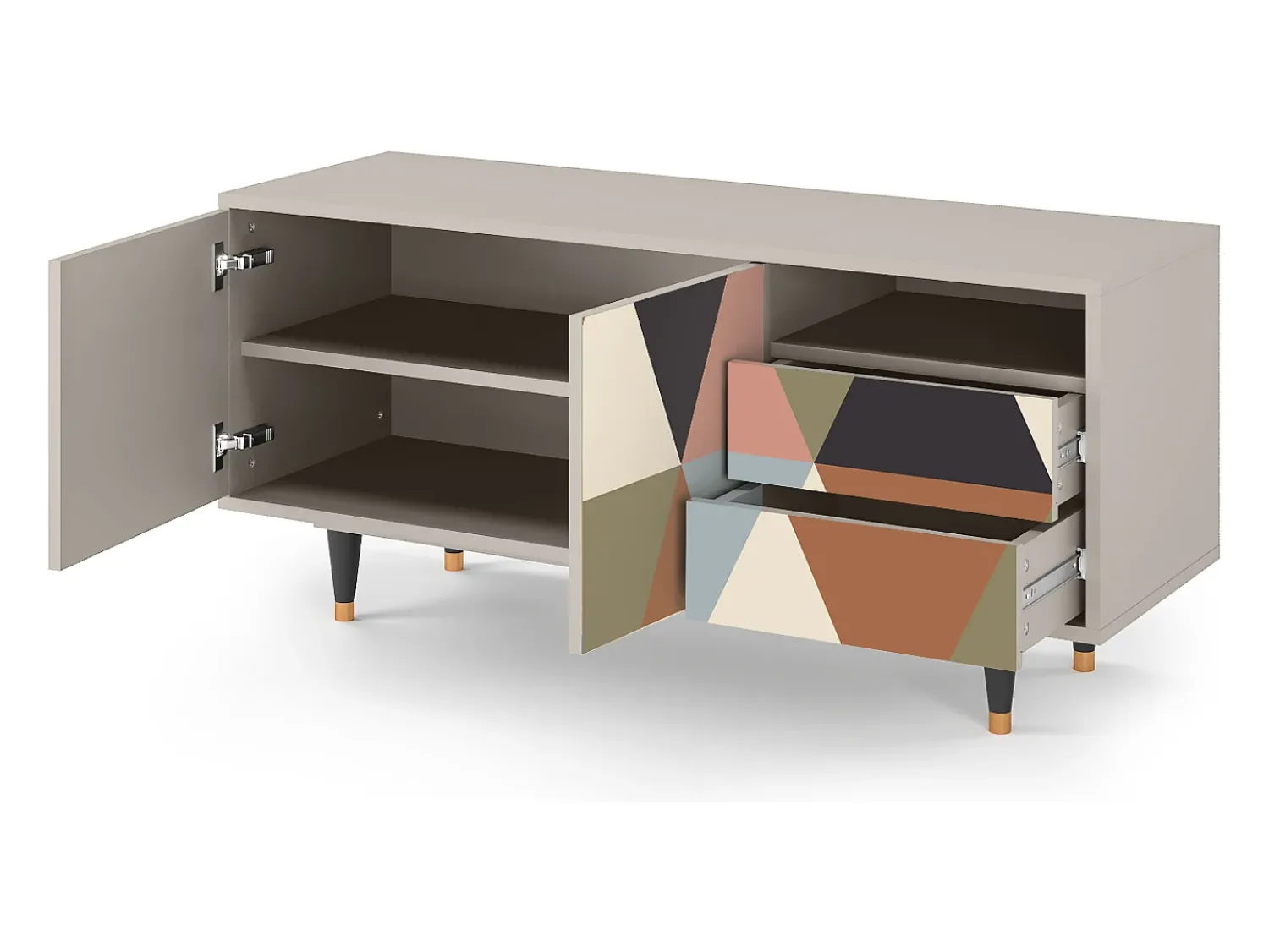 Móvel De Tv* Mueble de TV - 125х56х41 cm - T7 - Royal Triangles, Areia Bege