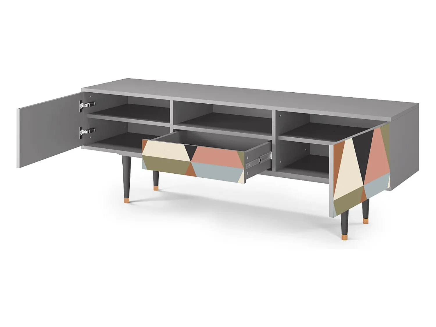 Mueble de TV - 170х59х41 cm - T6 - Royal Triangles, Cinza^ Móvel De Tv