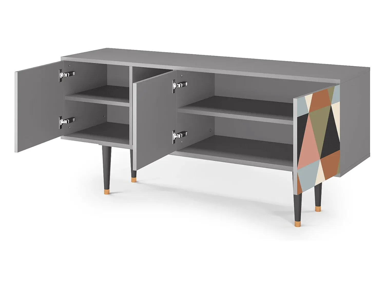 Online Mueble de TV - 150х69х41 cm - T5 - Royal Triangles, Cinza Cinzento