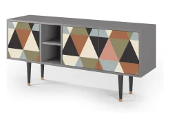 Online Mueble de TV - 150х69х41 cm - T5 - Royal Triangles, Cinza Cinzento