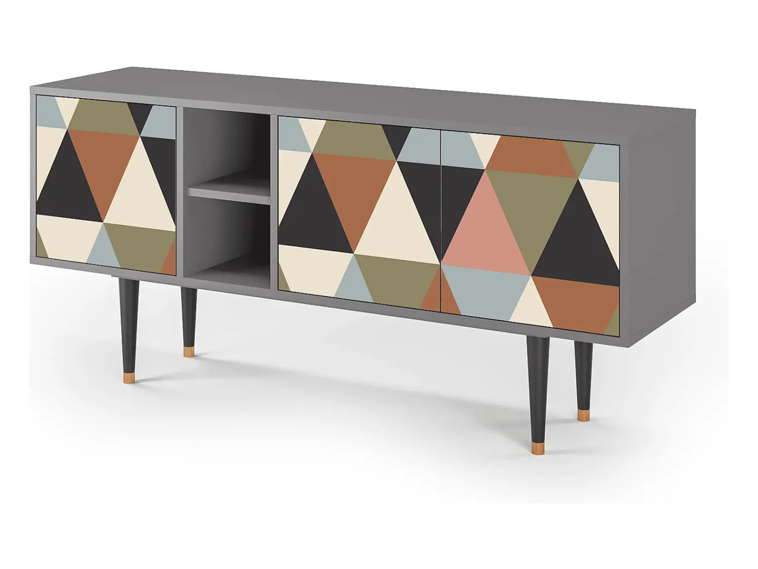 Online Mueble de TV - 150х69х41 cm - T5 - Royal Triangles, Cinza Cinzento