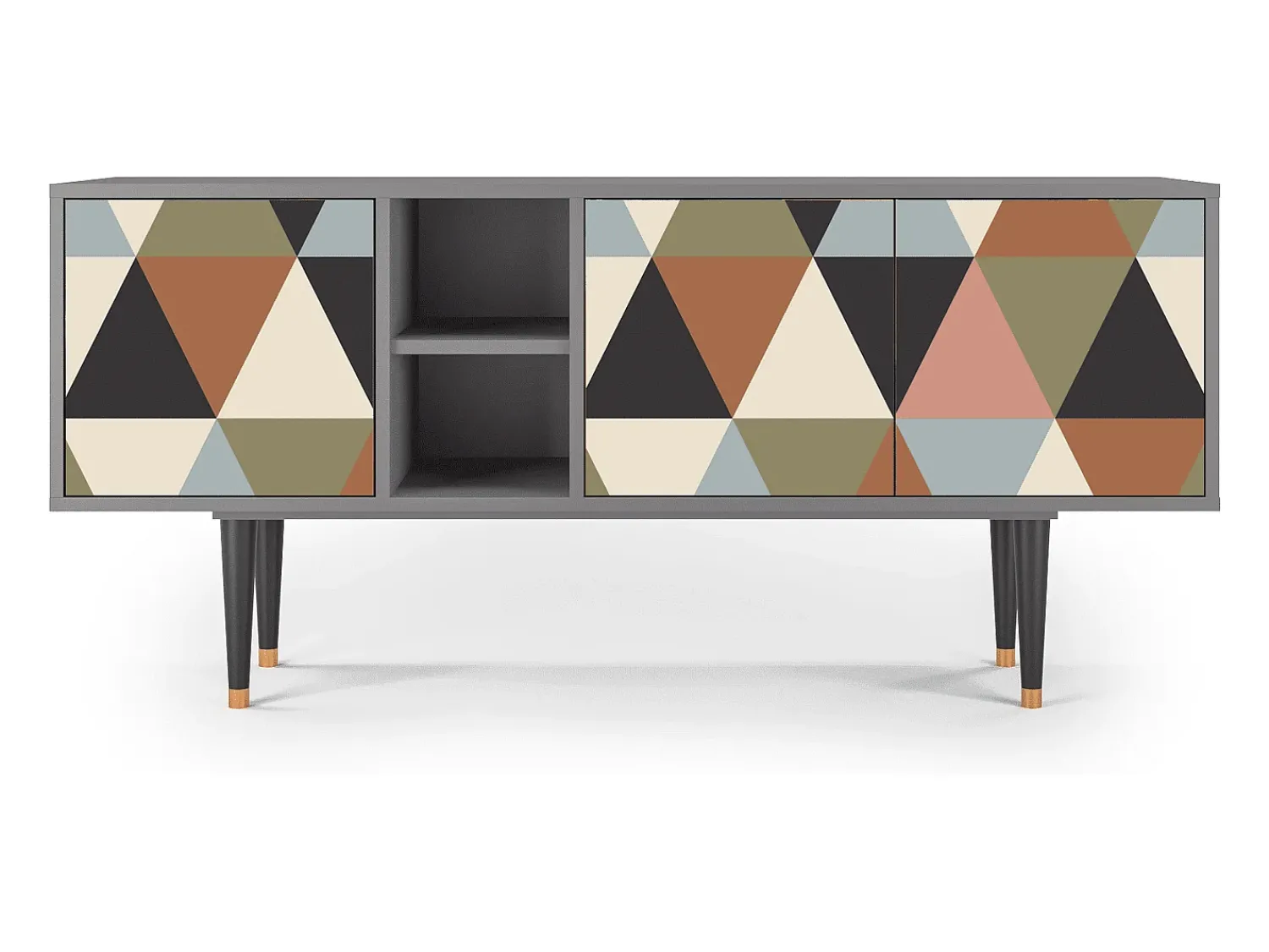Online Mueble de TV - 150х69х41 cm - T5 - Royal Triangles, Cinza Cinzento