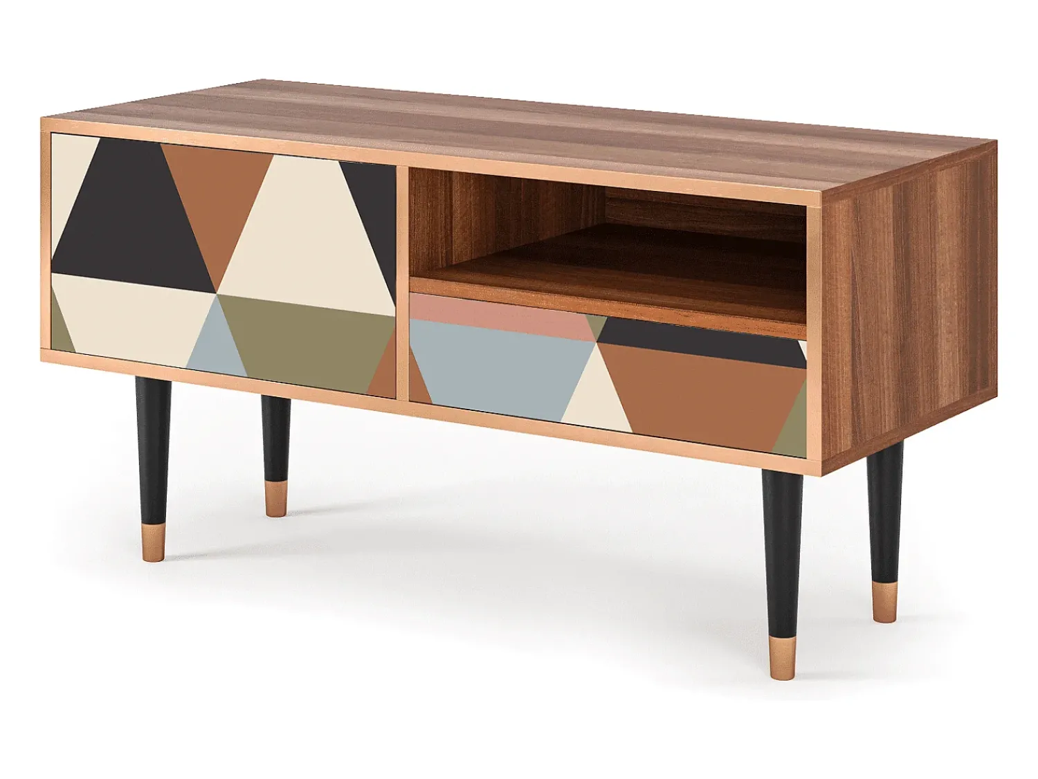 Best Mueble de TV - 115х59х48 cm - T3 - Royal Triangles, Nogueira Castanho