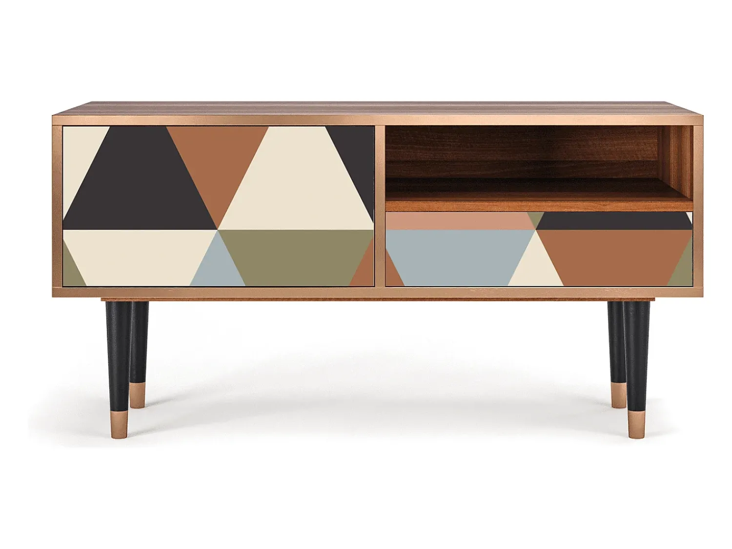 Best Mueble de TV - 115х59х48 cm - T3 - Royal Triangles, Nogueira Castanho