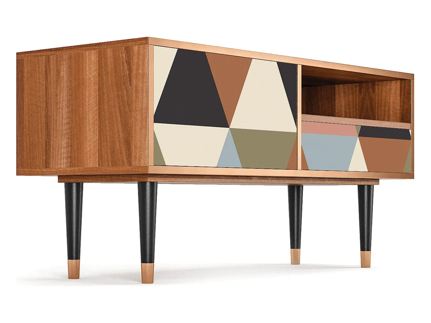 Best Mueble de TV - 115х59х48 cm - T3 - Royal Triangles, Nogueira Castanho