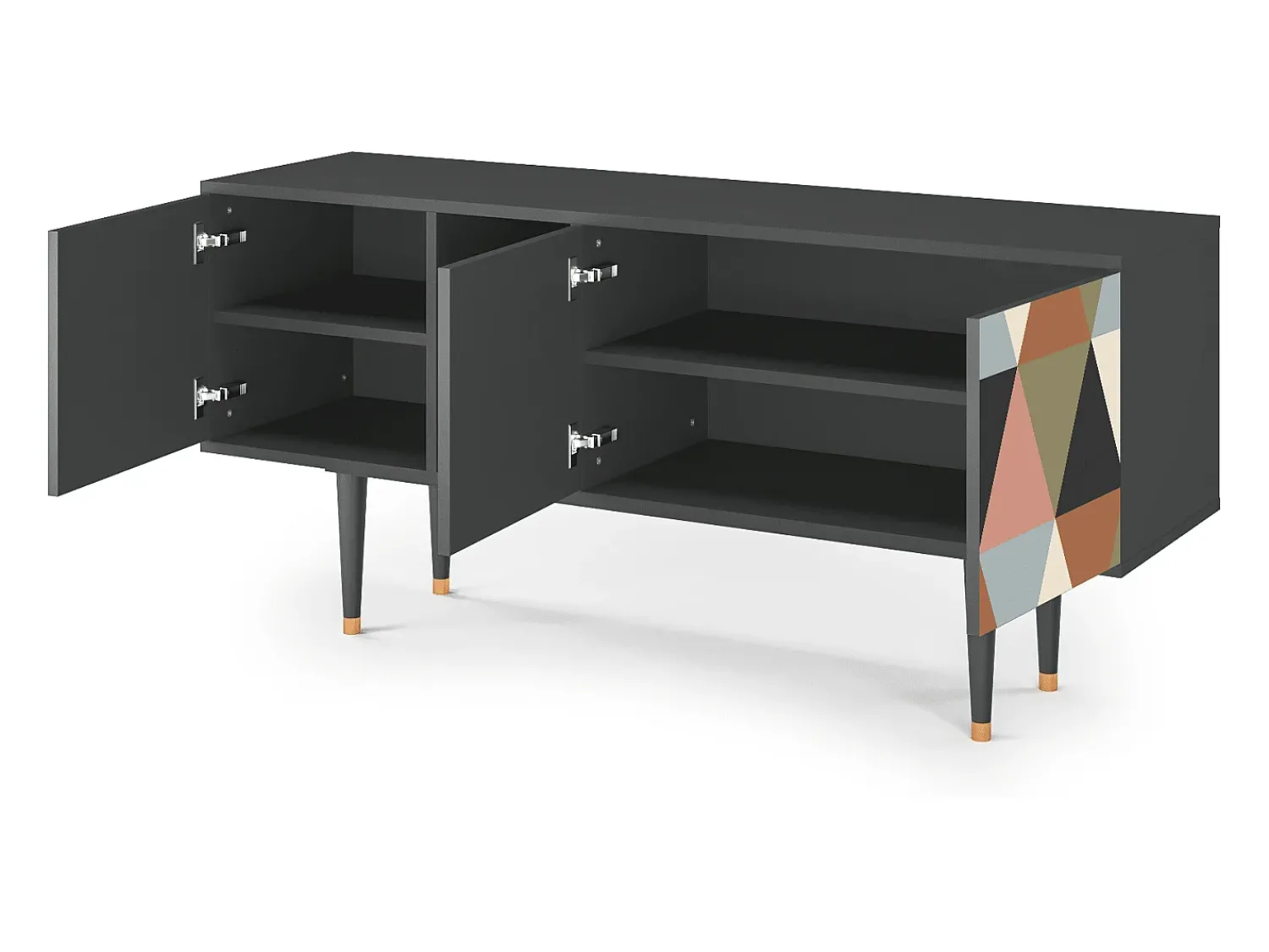 Móvel De Tv| Mueble de TV - 150х69х41 cm - T5 - Royal Triangles, Antracite Cinza antracite