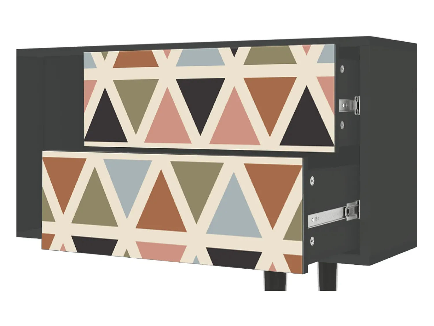 Móvel De Tv* Mueble de TV - 170х69х48 cm - T1 - Royal Triangles, Antracite Cinza antracite