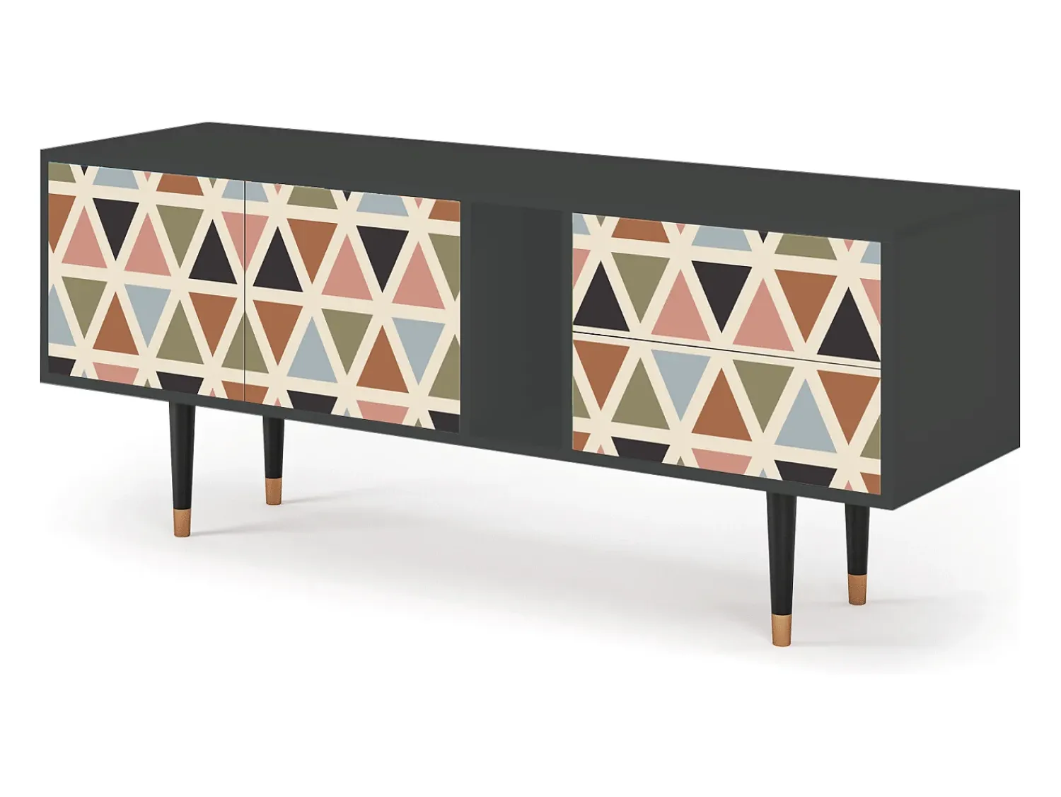 Móvel De Tv* Mueble de TV - 170х69х48 cm - T1 - Royal Triangles, Antracite Cinza antracite