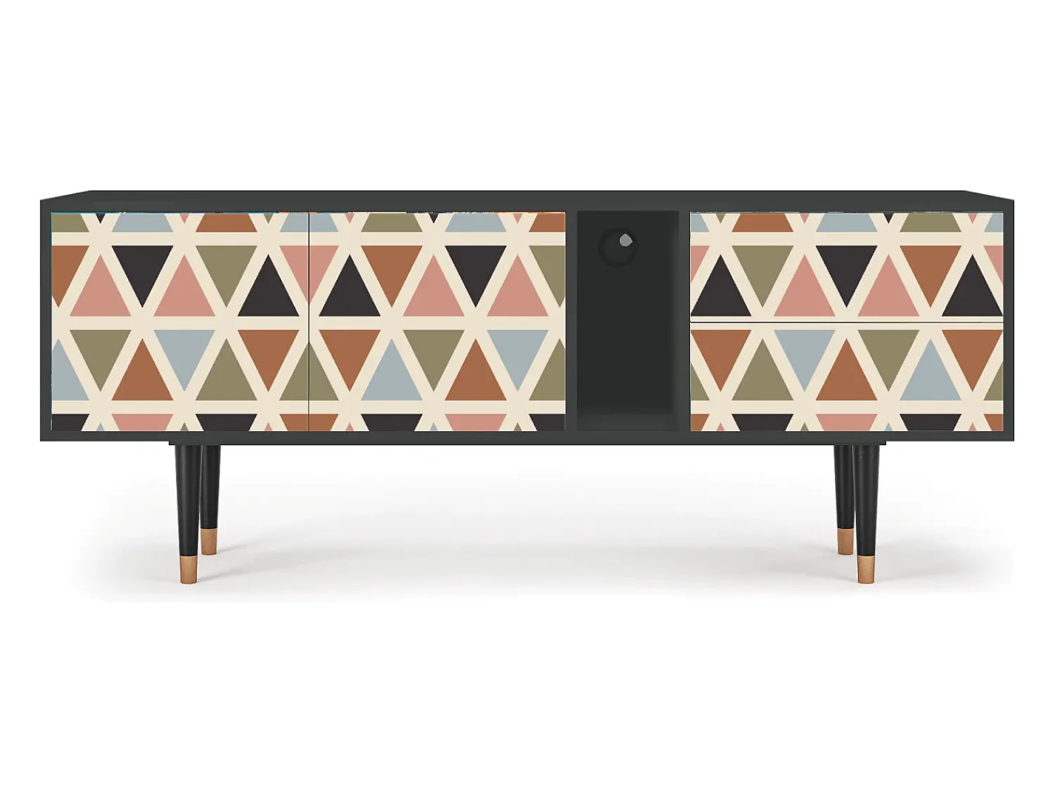 Móvel De Tv* Mueble de TV - 170х69х48 cm - T1 - Royal Triangles, Antracite Cinza antracite