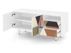 Mueble de TV - 125х56х41 cm - T7 - Royal Triangles, Branco^ Móvel De Tv