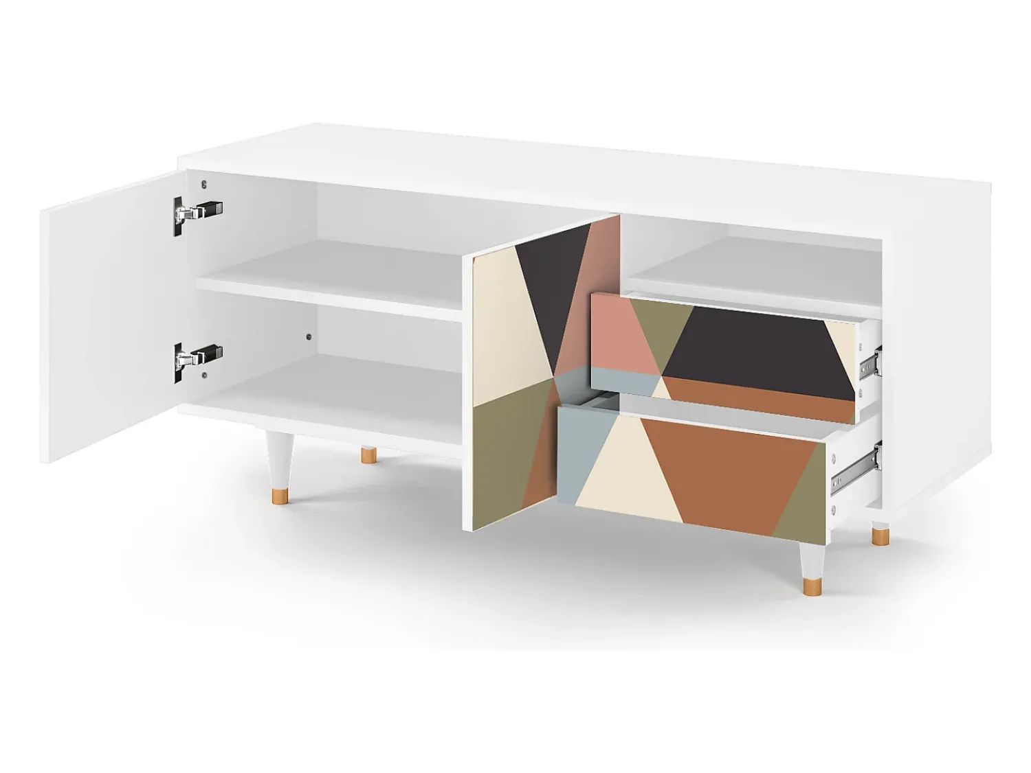 Mueble de TV - 125х56х41 cm - T7 - Royal Triangles, Branco^ Móvel De Tv