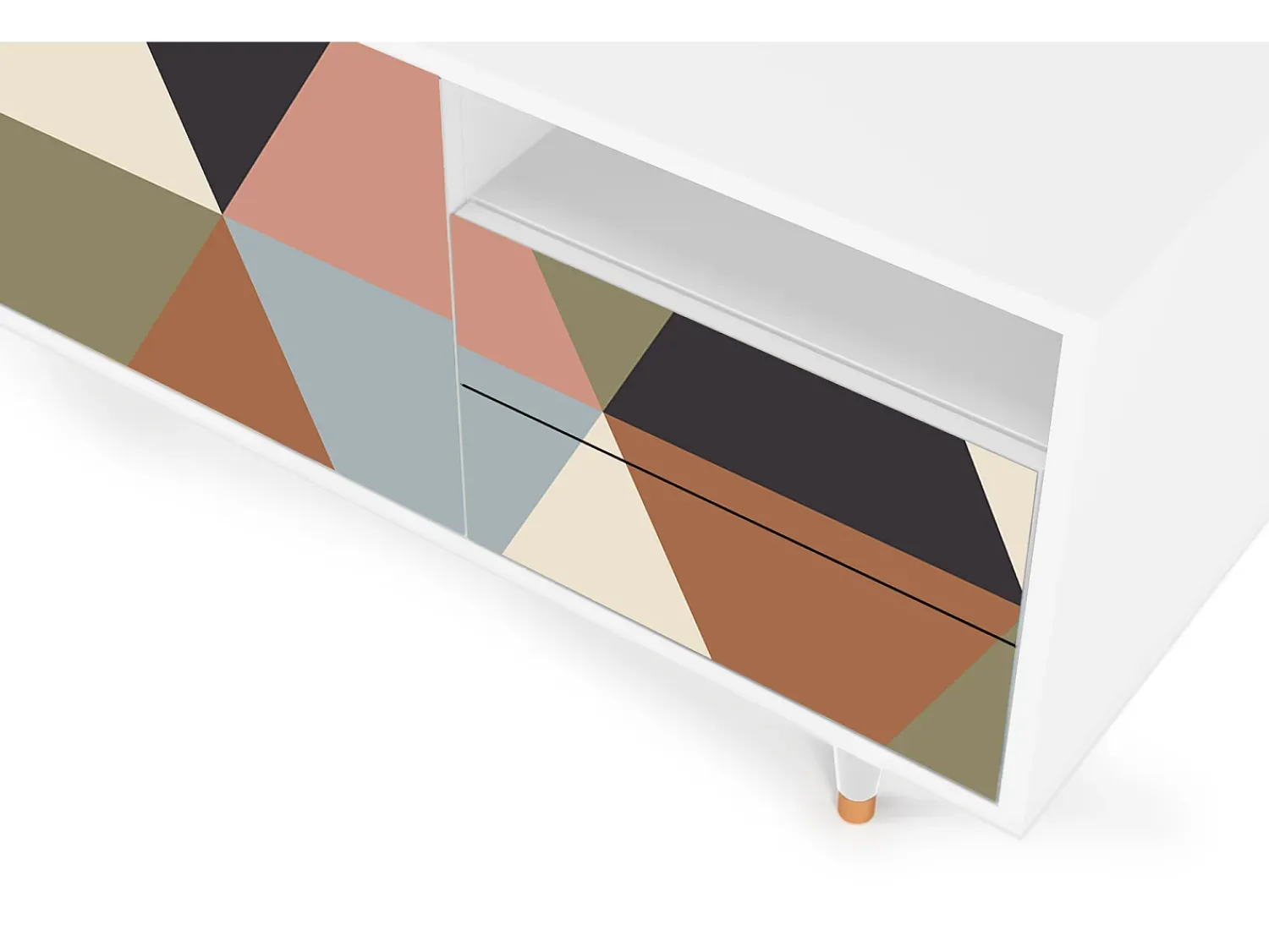 Mueble de TV - 125х56х41 cm - T7 - Royal Triangles, Branco^ Móvel De Tv