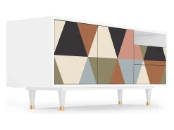Mueble de TV - 125х56х41 cm - T7 - Royal Triangles, Branco^ Móvel De Tv