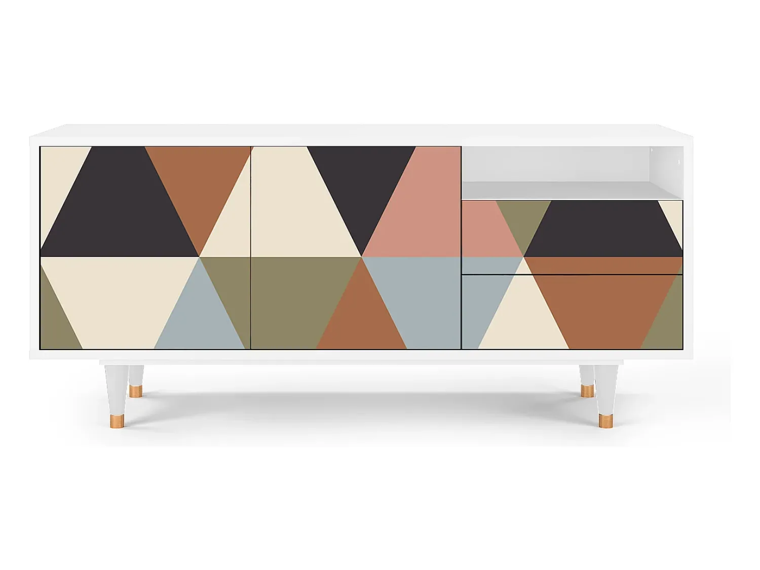 Mueble de TV - 125х56х41 cm - T7 - Royal Triangles, Branco^ Móvel De Tv