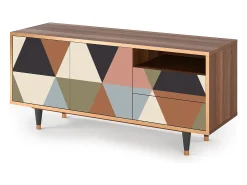 Móvel De Tv| Mueble de TV - 125х56х41 cm - T7 - Royal Triangles, Nogueira Castanho