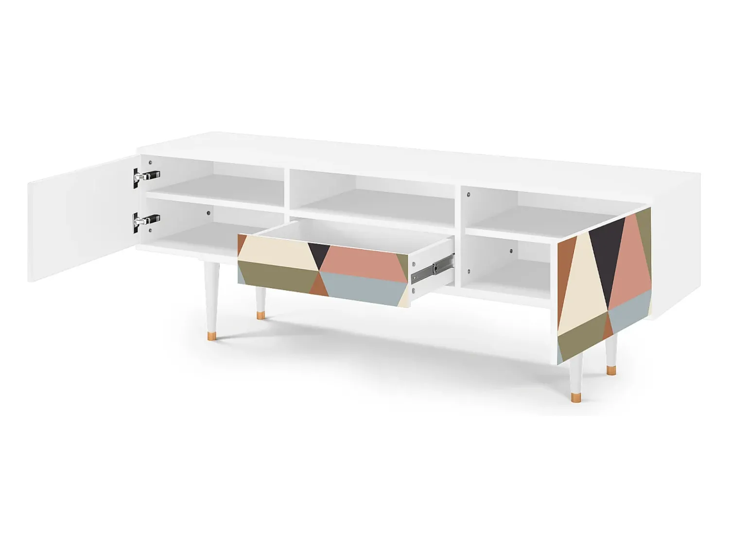 Móvel De Tv| Mueble de TV - 170х59х41 cm - T6 - Royal Triangles, Branco Bege