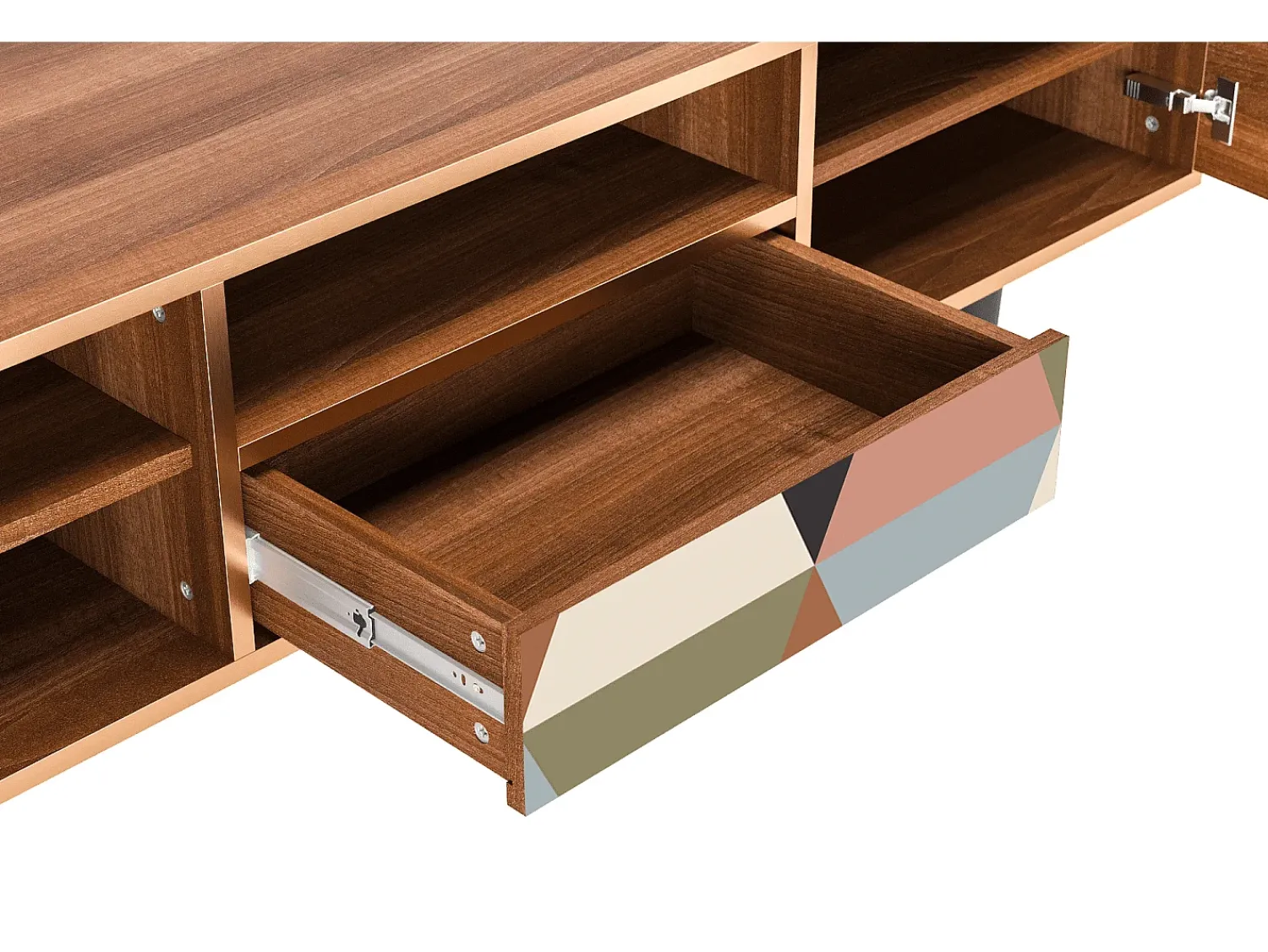 Online Mueble de TV - 170х59х41 cm - T6 - Royal Triangles, Nogueira Castanho
