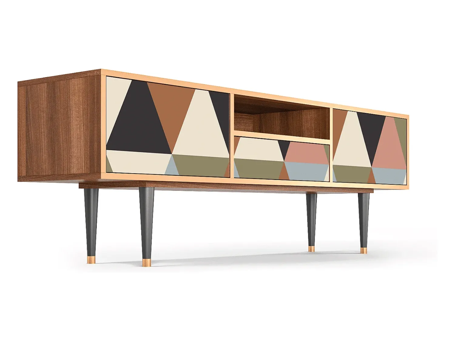 Online Mueble de TV - 170х59х41 cm - T6 - Royal Triangles, Nogueira Castanho