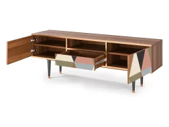 Online Mueble de TV - 170х59х41 cm - T6 - Royal Triangles, Nogueira Castanho
