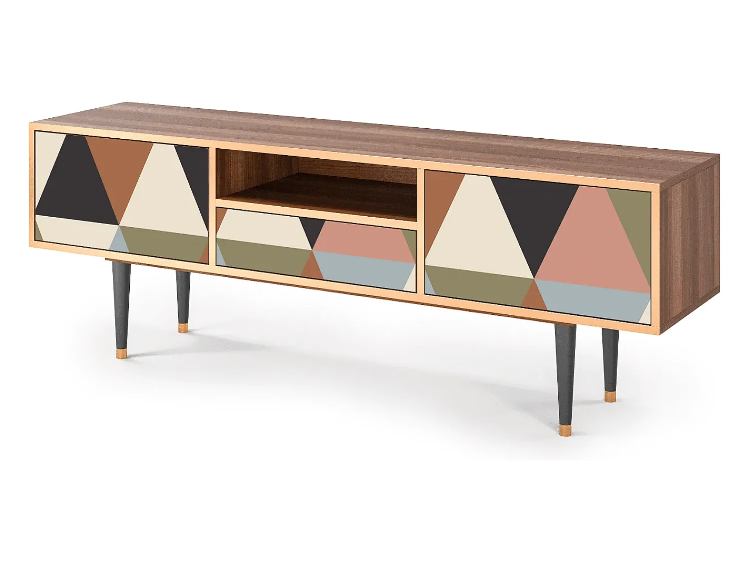 Online Mueble de TV - 170х59х41 cm - T6 - Royal Triangles, Nogueira Castanho