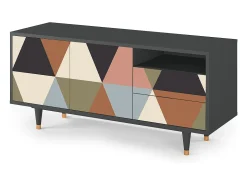 Móvel De Tv* Mueble de TV - 125х56х41 cm - T7 - Royal Triangles, Antracite Cinza antracite