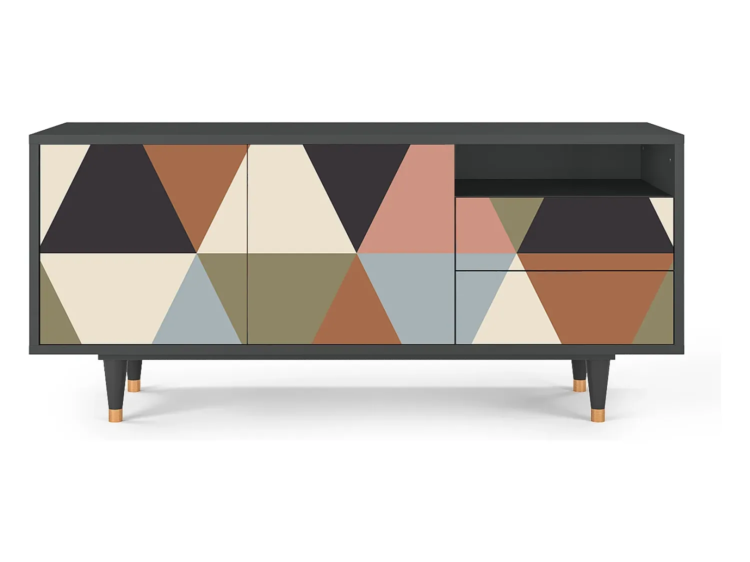 Móvel De Tv* Mueble de TV - 125х56х41 cm - T7 - Royal Triangles, Antracite Cinza antracite