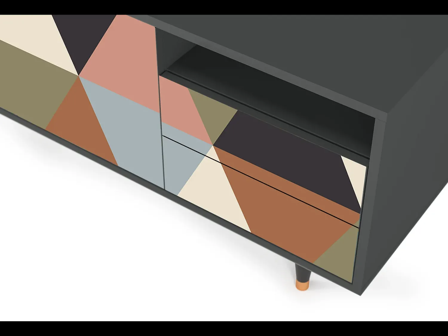 Móvel De Tv* Mueble de TV - 125х56х41 cm - T7 - Royal Triangles, Antracite Cinza antracite