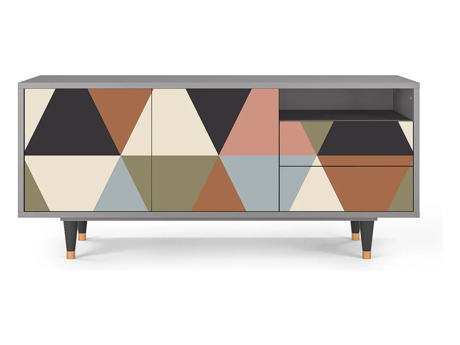 Móvel De Tv| Mueble de TV - 125х56х41 cm - T7 - Royal Triangles, Cinza Cinzento