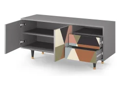 Móvel De Tv| Mueble de TV - 125х56х41 cm - T7 - Royal Triangles, Cinza Cinzento